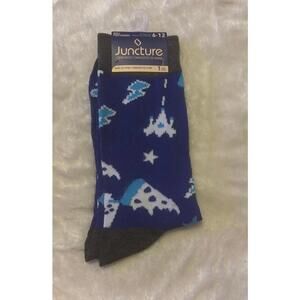 Juncture Novelty Crew Socks Size 6-12 Spaceship Pizza